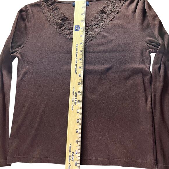 Chaps top women’s size medium petite brown long sleeve shirt VTG Y2K - Picture 4 of 5